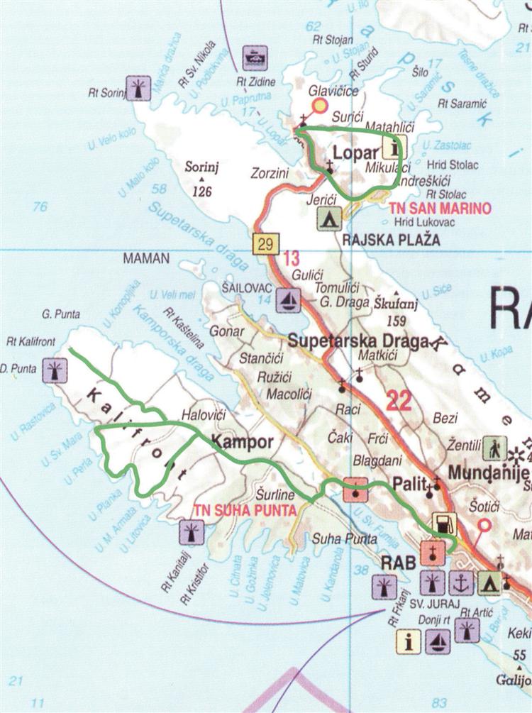 Fahrradtour Insel Rab | Radroute Durch Kalifront auf der Insel Rab √